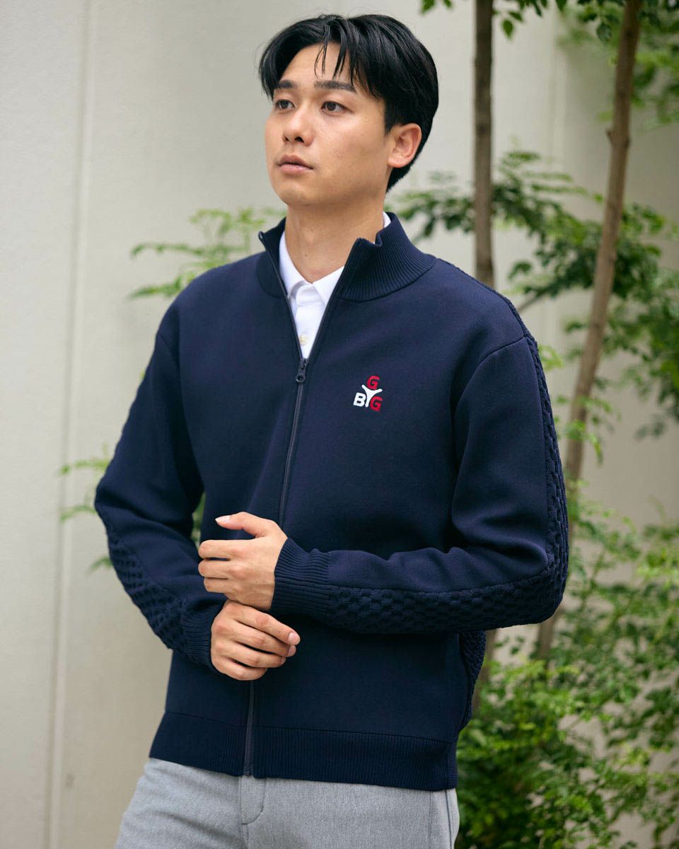 【Golfickers】ニット ジャケット Lサイズ Golfickers(ゴルフィッカーズ) ジップアップニットジャケット ブラック