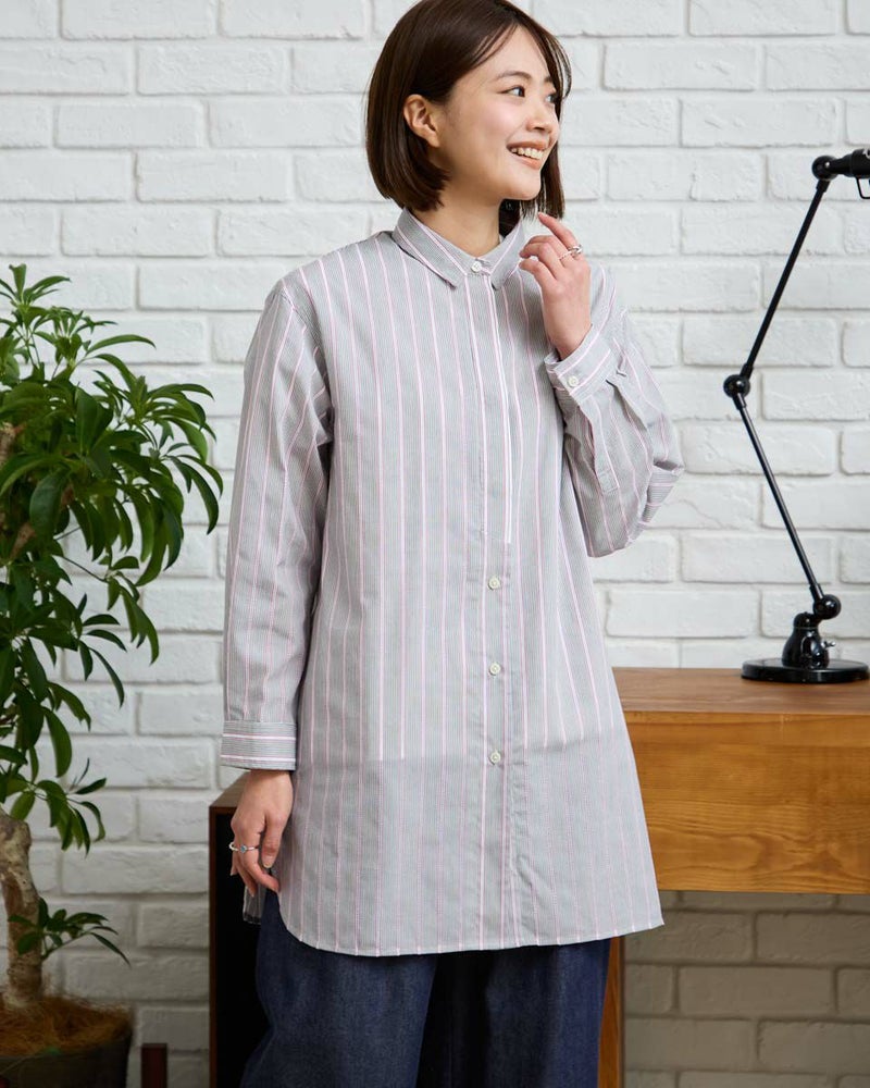 ドビーストライプシャツ