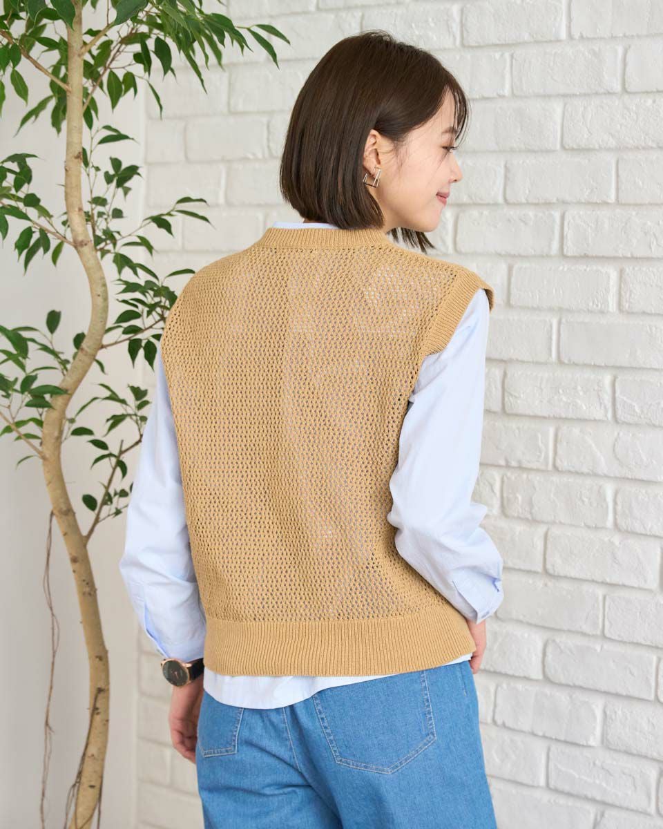 Golden Bearメッシュ編みニットベスト | ゴールデンベアストア