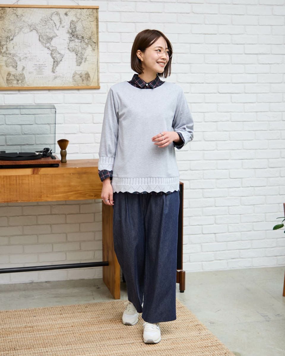 ニット付きプルオーバー