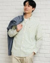 麻混ストライプシャツ