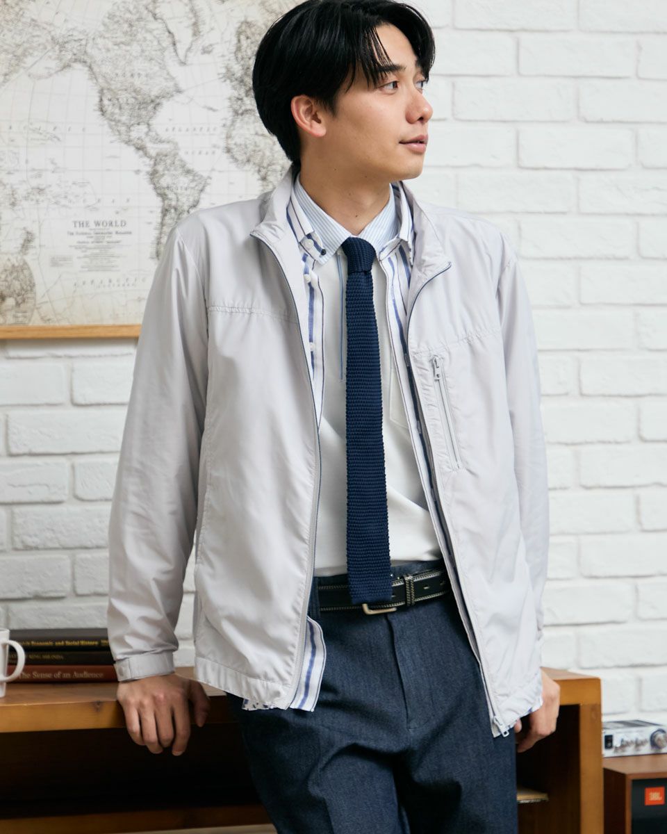 麻混ストライプシャツ