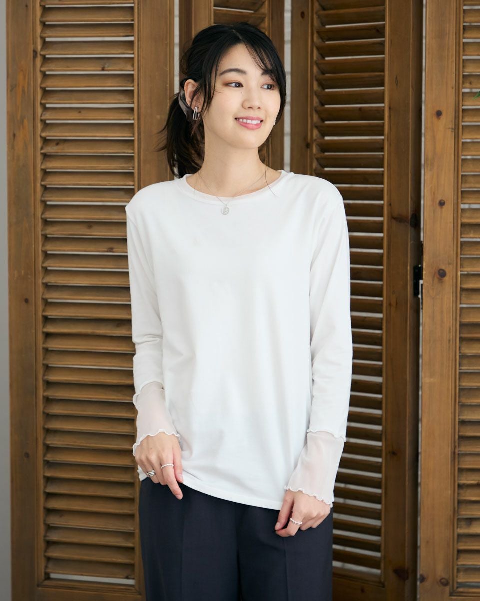 袖シアークループルオーバー