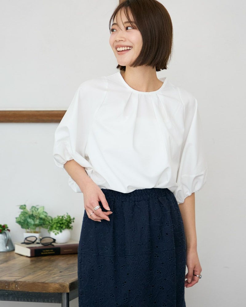 ブラウス調クルーネックプルオーバー