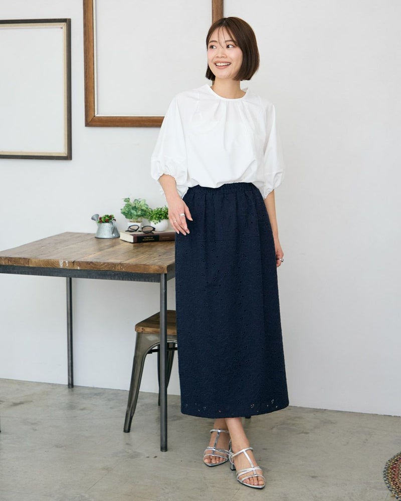 ブラウス調クルーネックプルオーバー