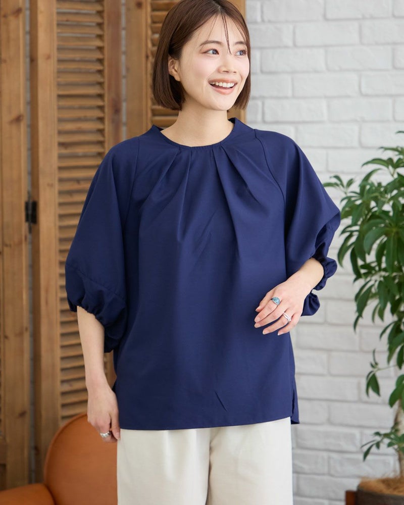 ブラウス調クルーネックプルオーバー