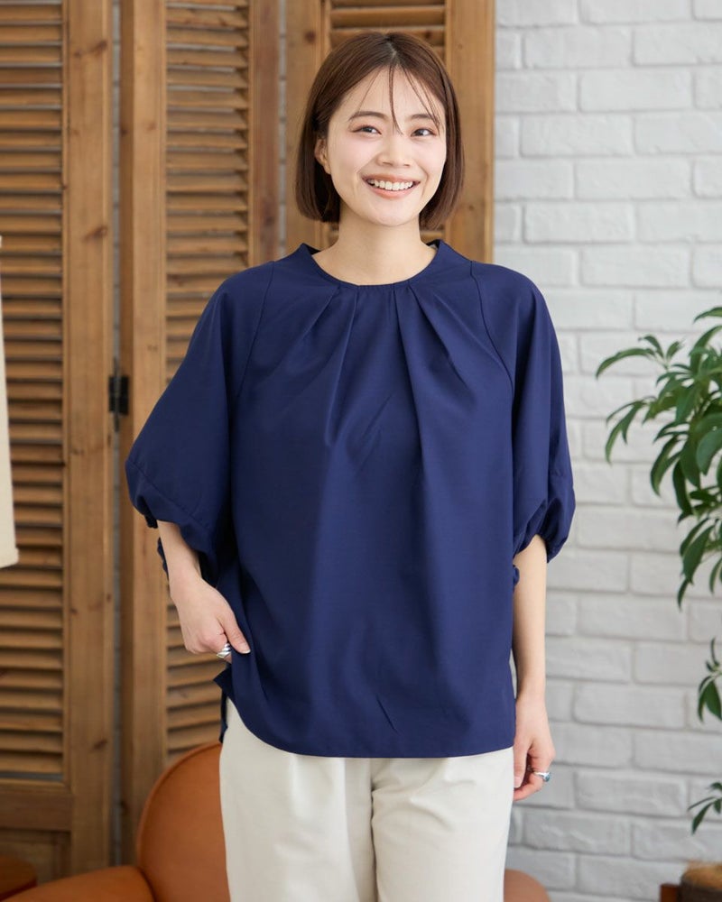 ブラウス調クルーネックプルオーバー