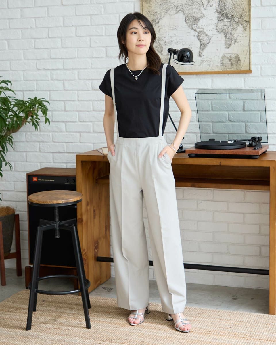 最終大サービスです‼️ LOUNIE 新品 オフホワイト サスペンダー付きパンツ White Labelサスペンダーパンツ | ゴールデンベアストア