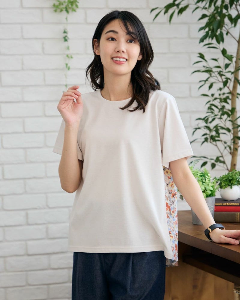 布帛プリント切り替えTシャツ