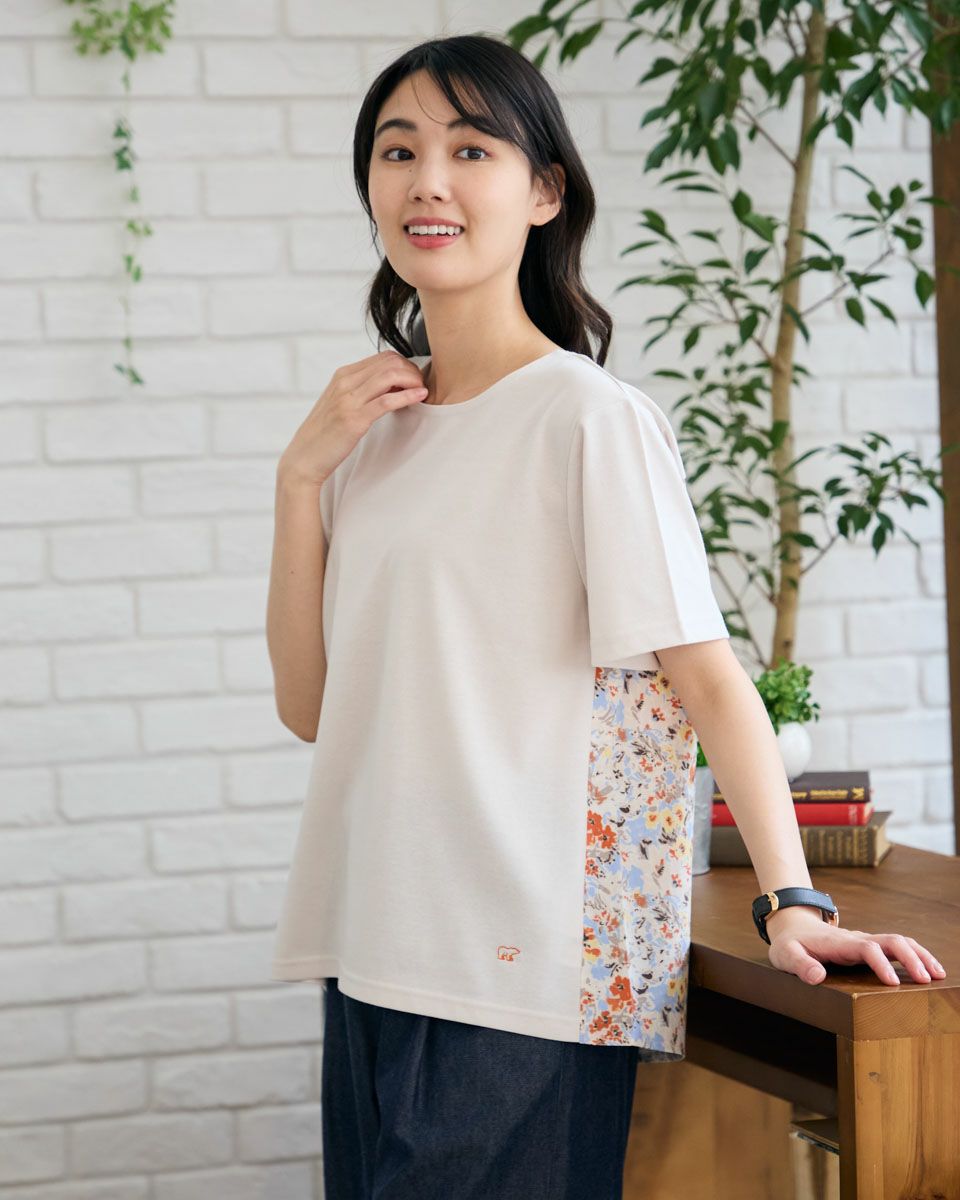 布帛プリント切り替えTシャツ