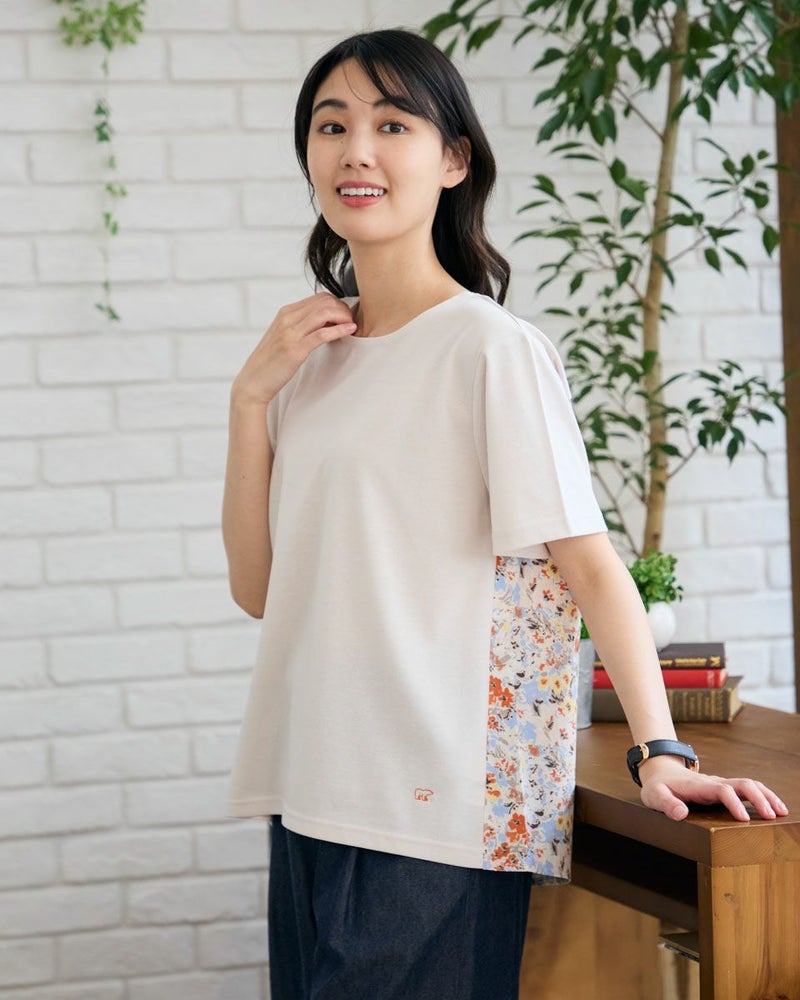 布帛プリント切り替えTシャツ