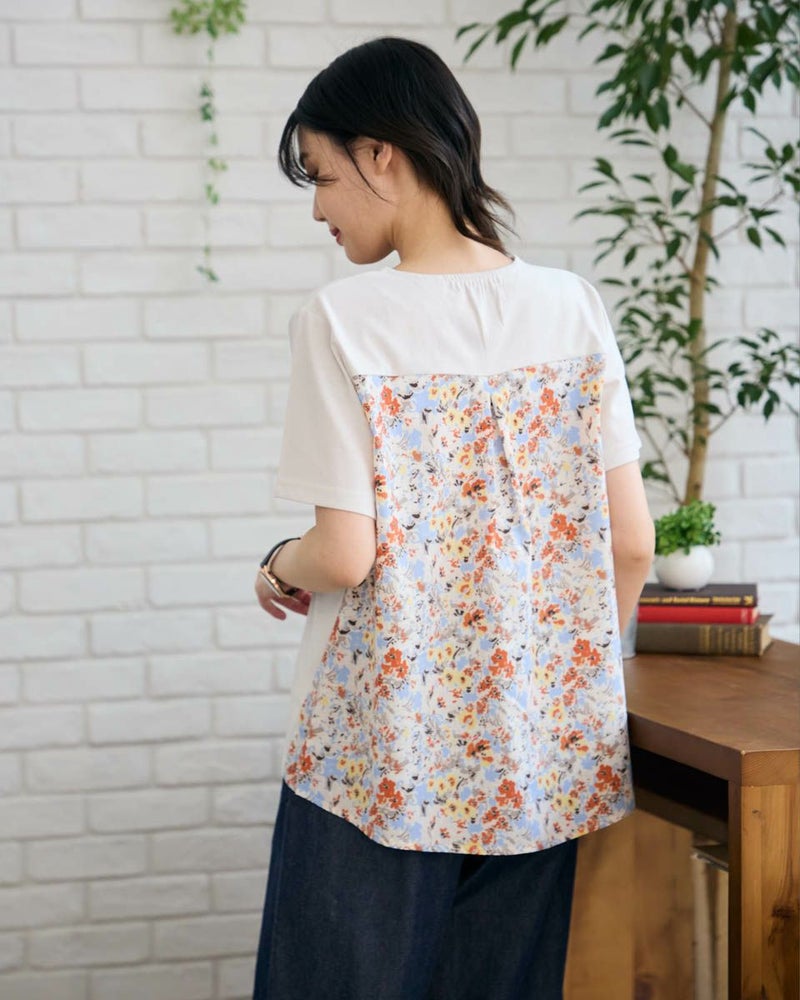 布帛プリント切り替えTシャツ