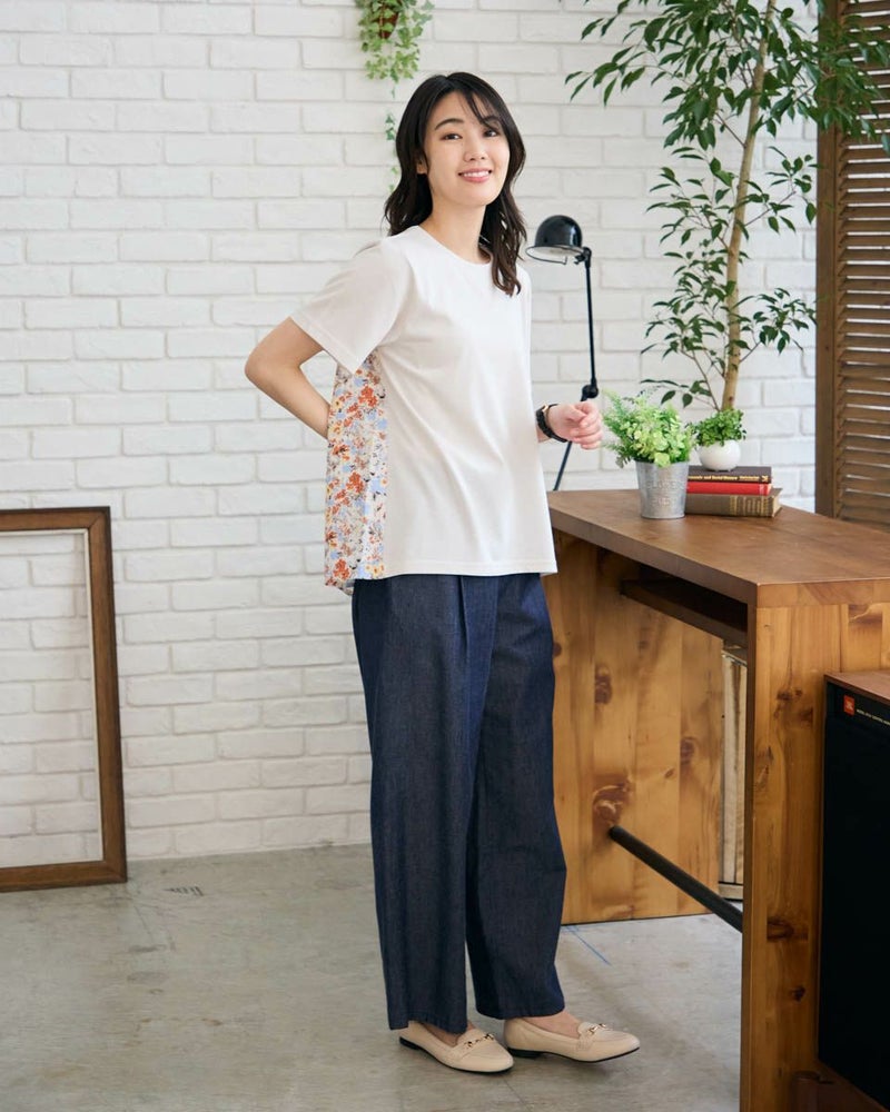 布帛プリント切り替えTシャツ