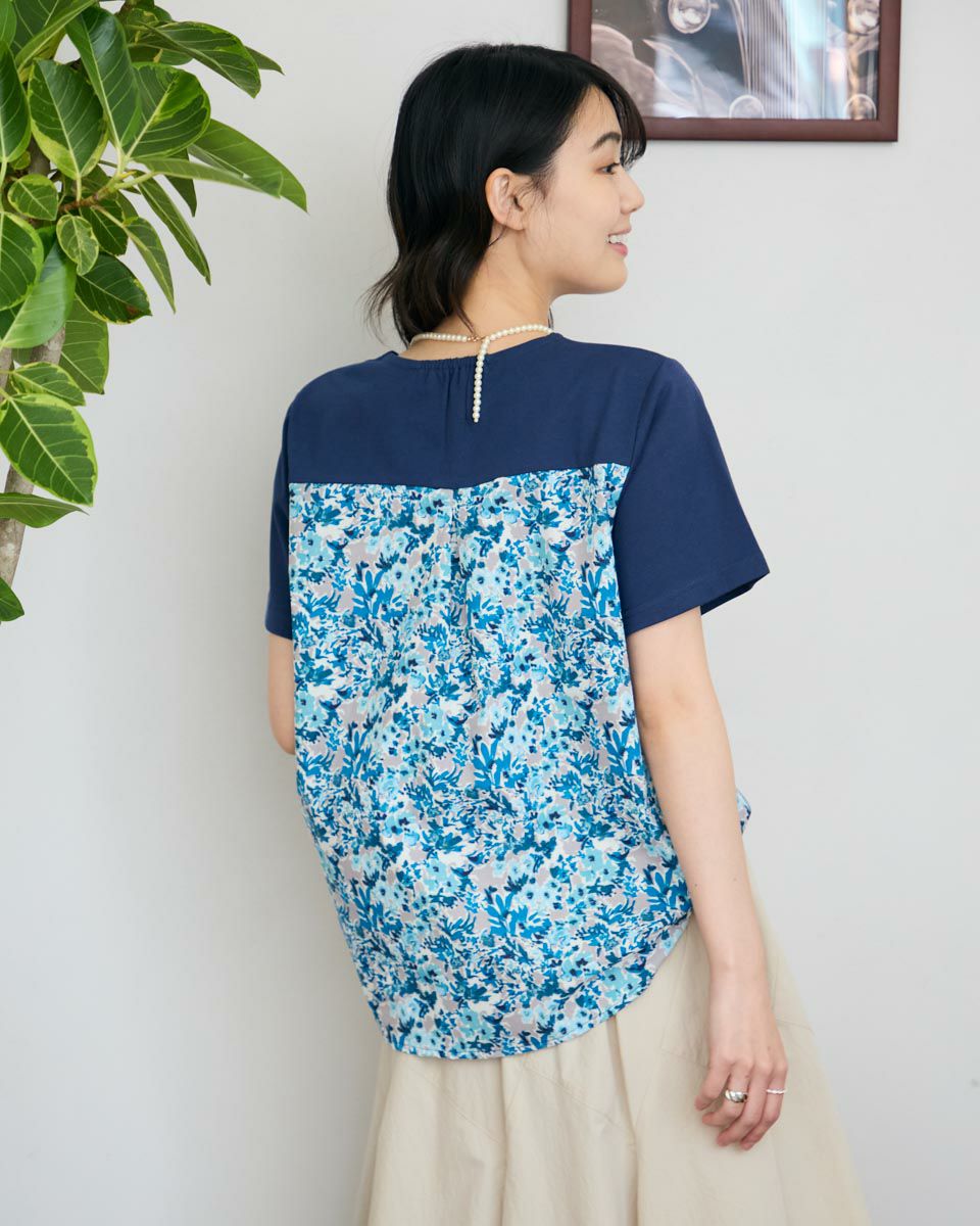 布帛プリント切り替えTシャツ