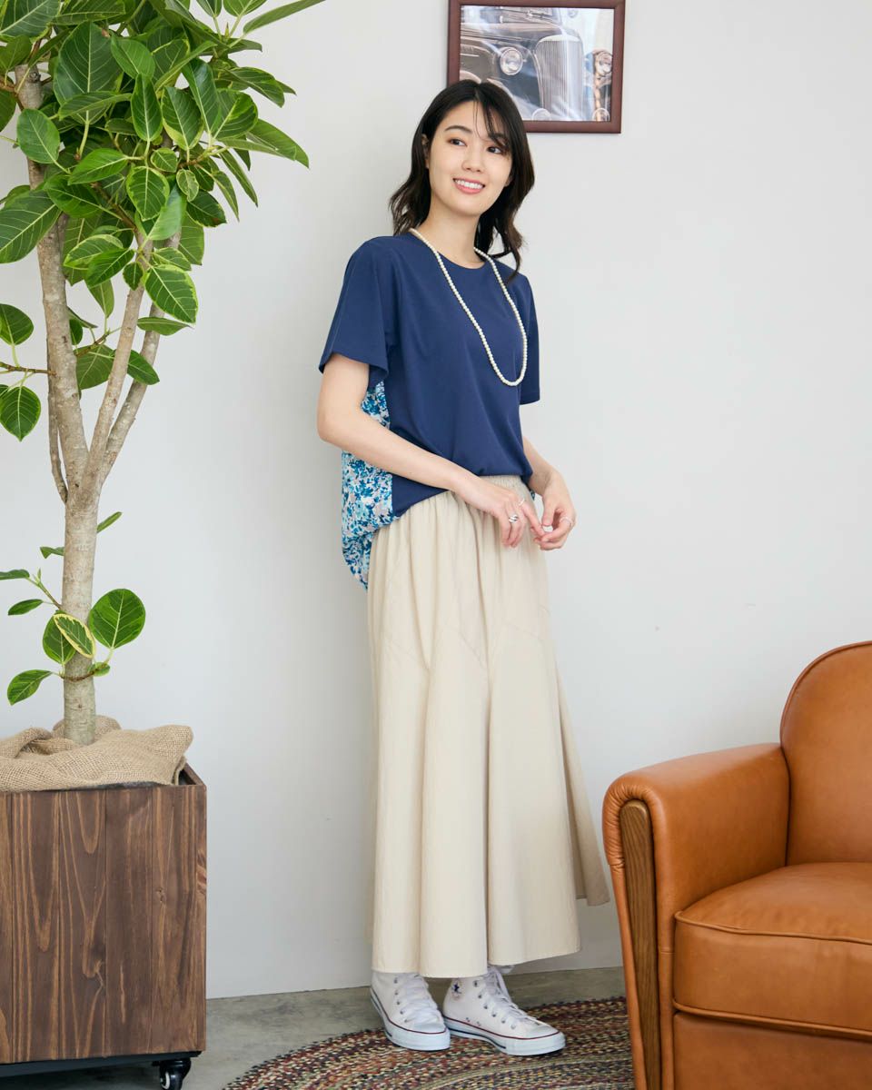 布帛プリント切り替えTシャツ