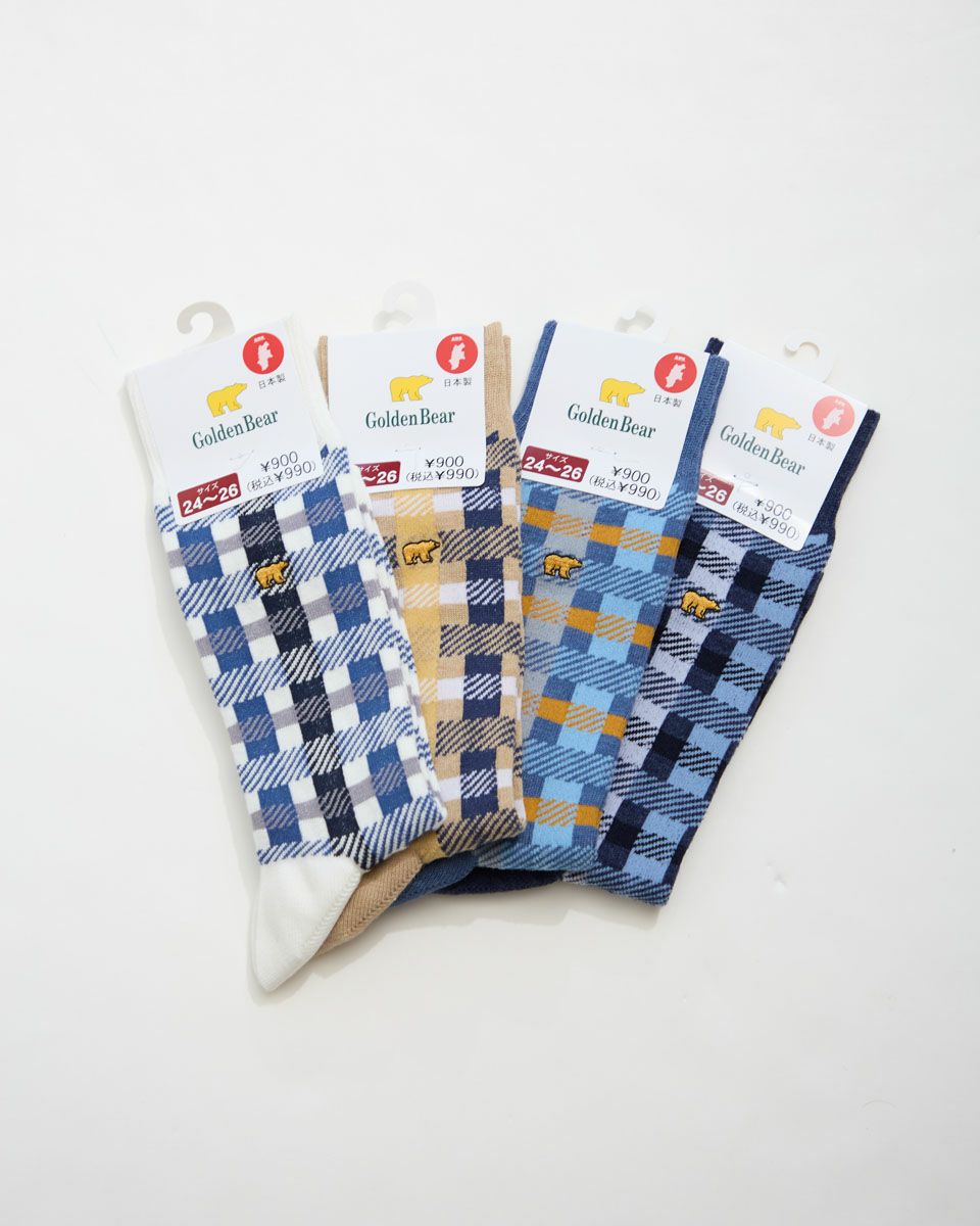 日本製チェック柄ソックス