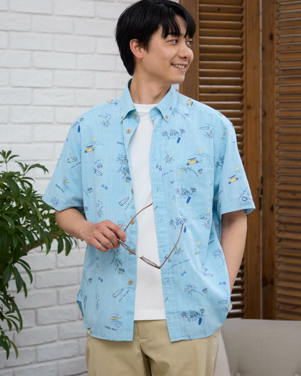 プリント半袖シャツ