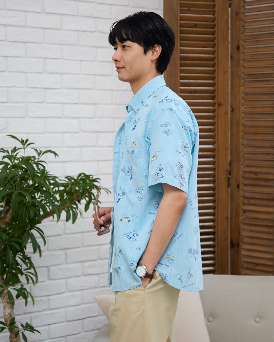 プリント半袖シャツ