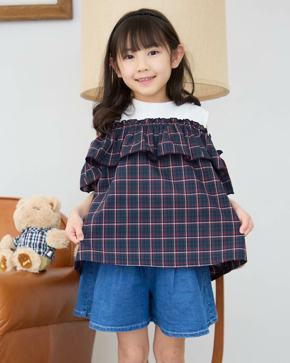 GBチェックオフショルチュニック