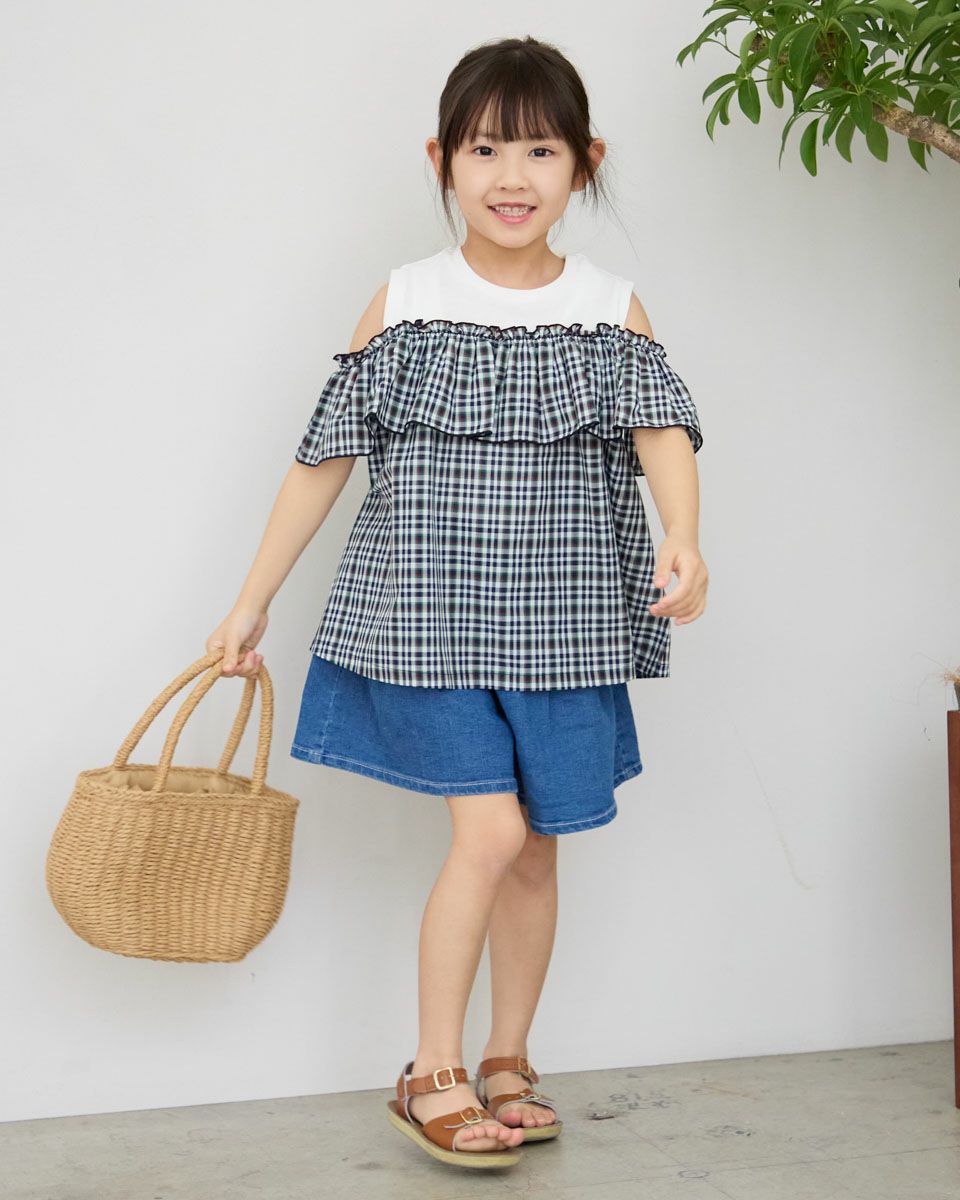 GBチェックオフショルチュニック