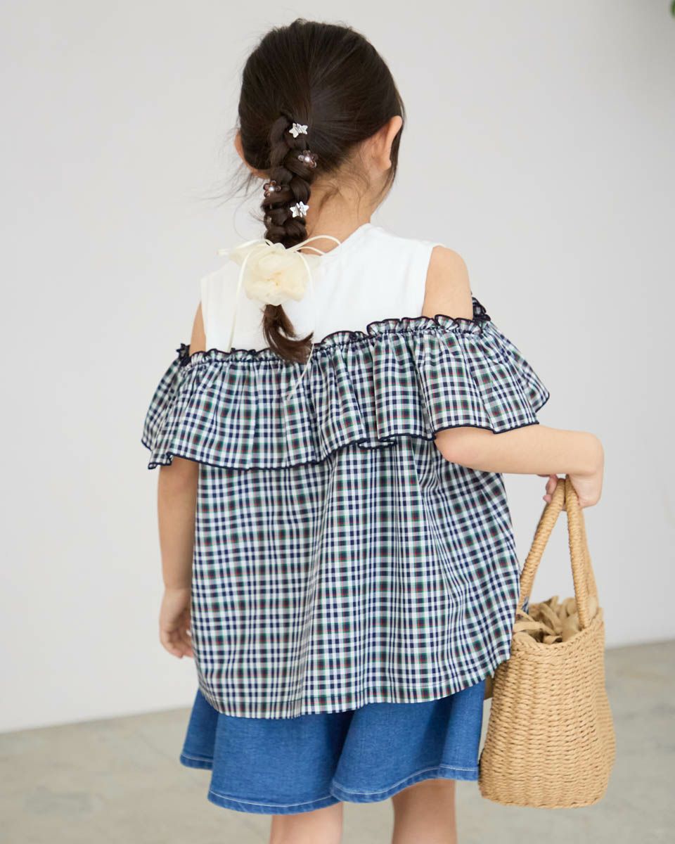 GBチェックオフショルチュニック