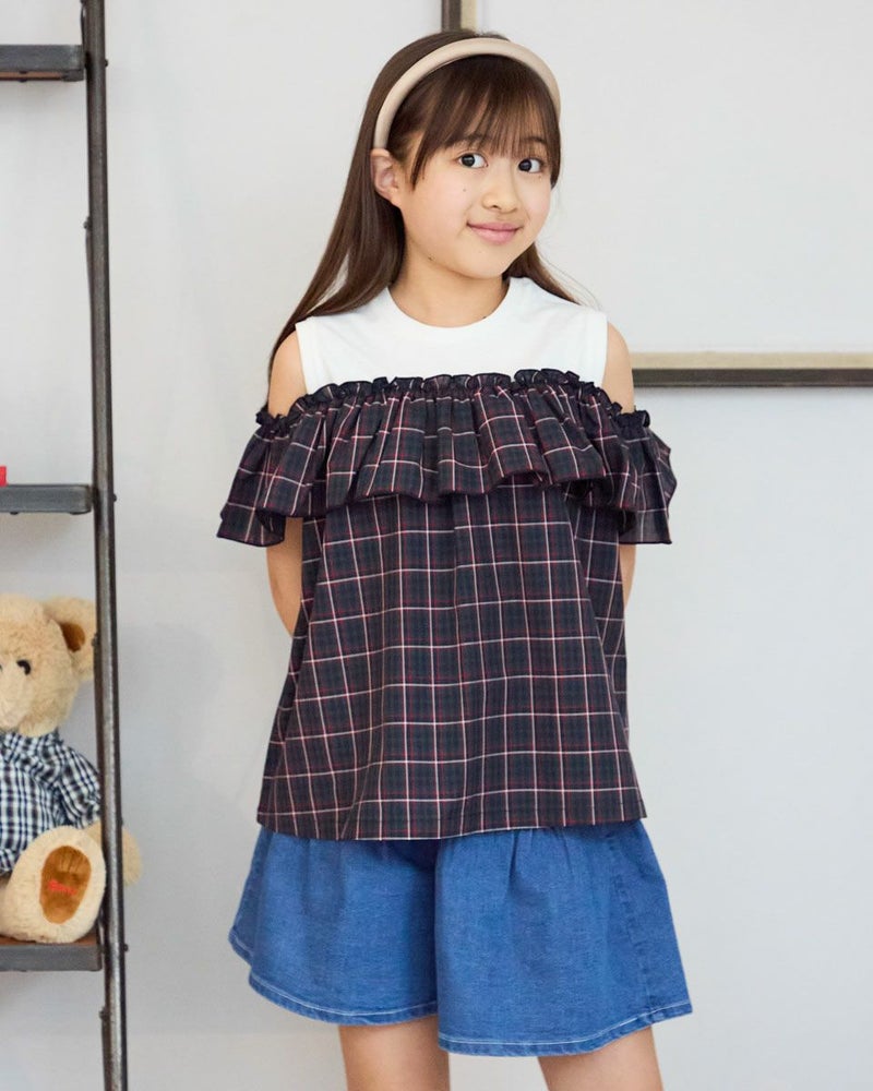 GBチェックオフショルチュニック