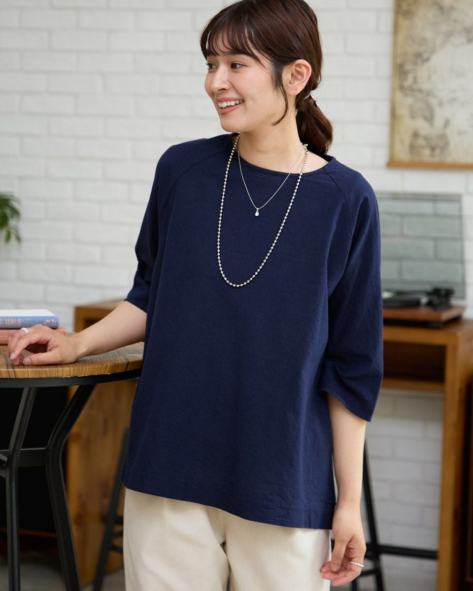 チェック＋無地ブラウス