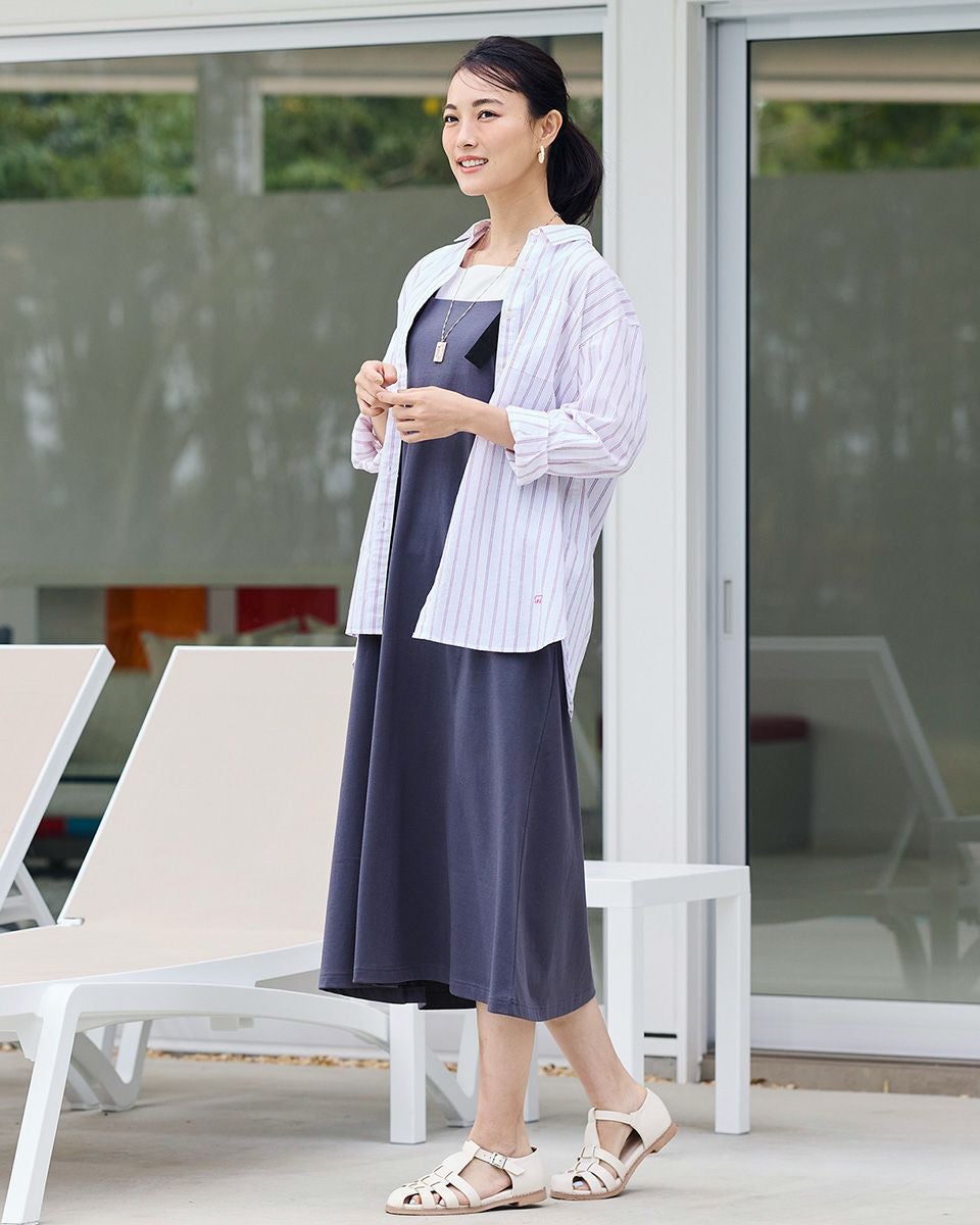 冷感ストライプシャツ