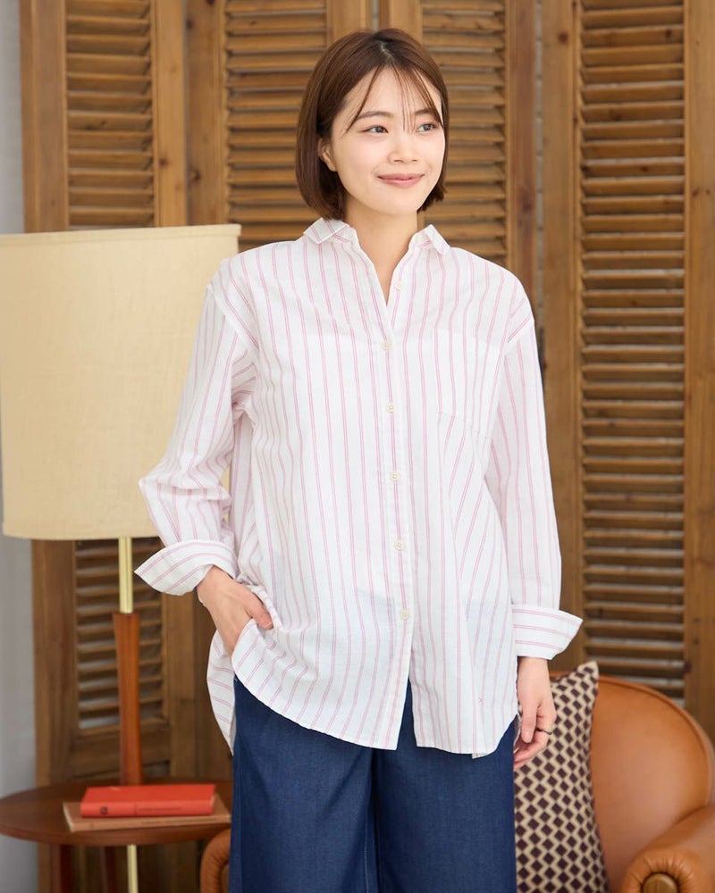 冷感ストライプシャツ