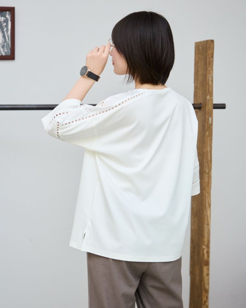 オーガニックコットンレースTシャツ