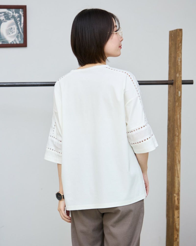 オーガニックコットンレースTシャツ