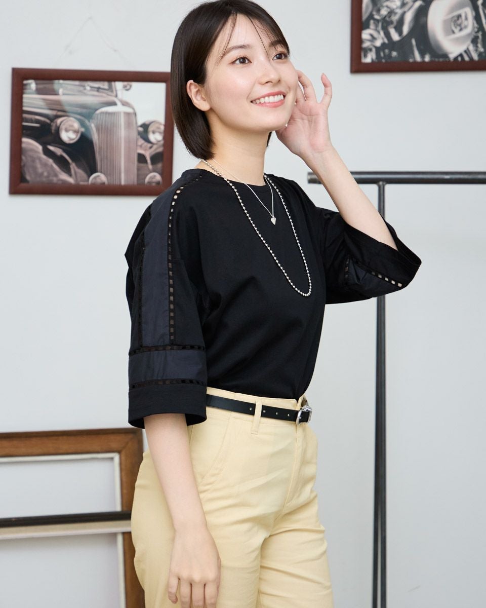 オーガニックコットンレースTシャツ