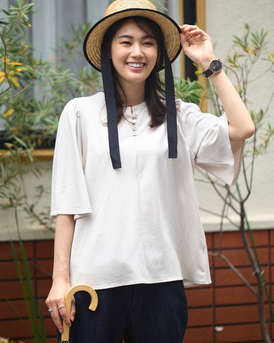 フレアースリーブオーガニックコットンカットソー