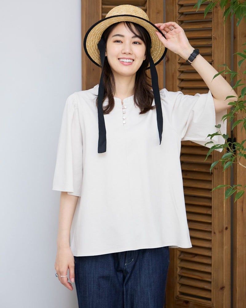 フレアースリーブオーガニックコットンカットソー