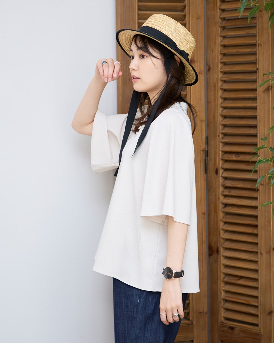 フレアースリーブオーガニックコットンカットソー