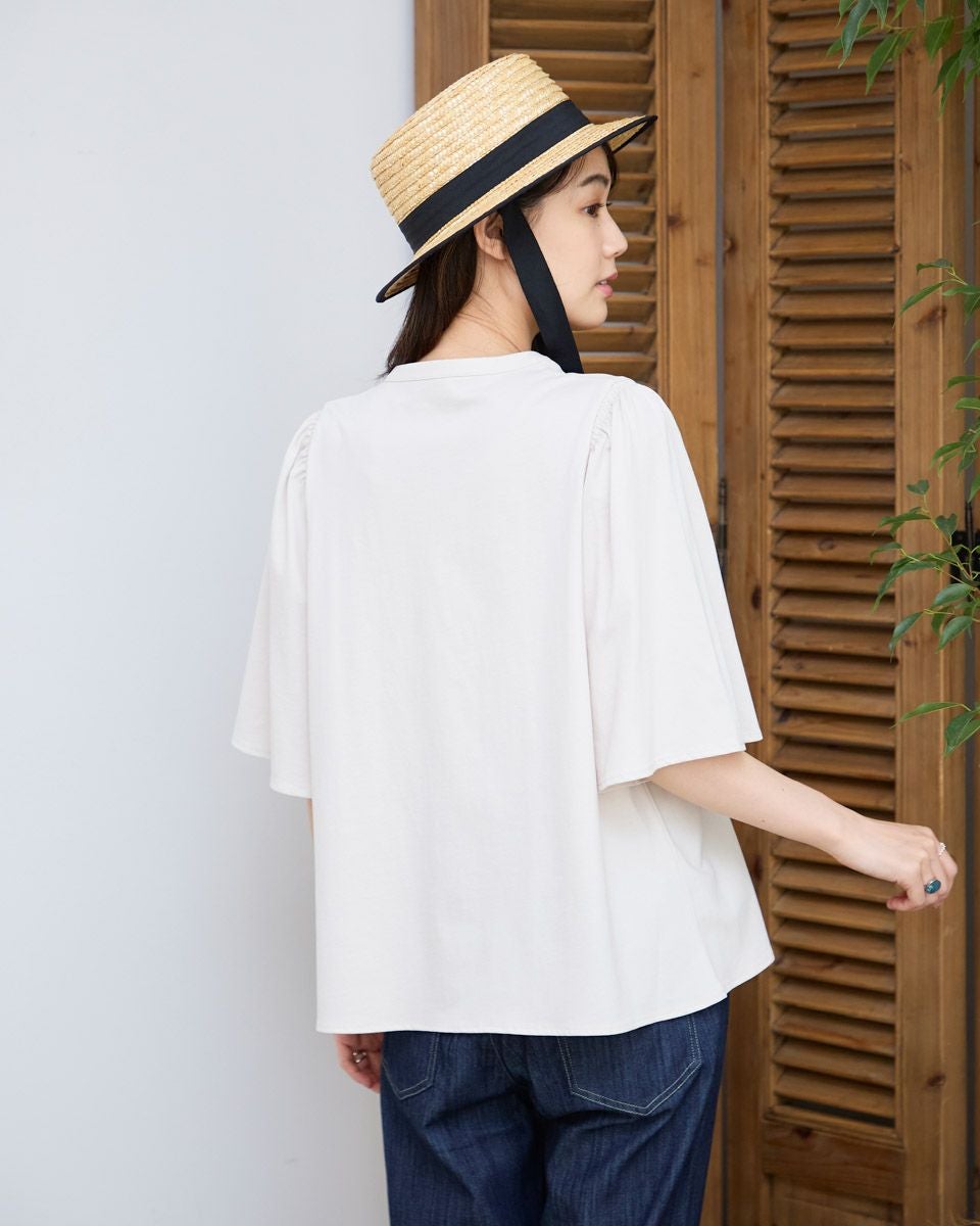 フレアースリーブオーガニックコットンカットソー