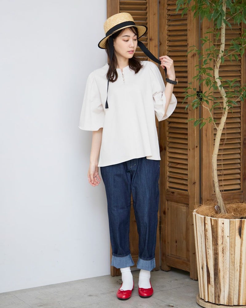 フレアースリーブオーガニックコットンカットソー