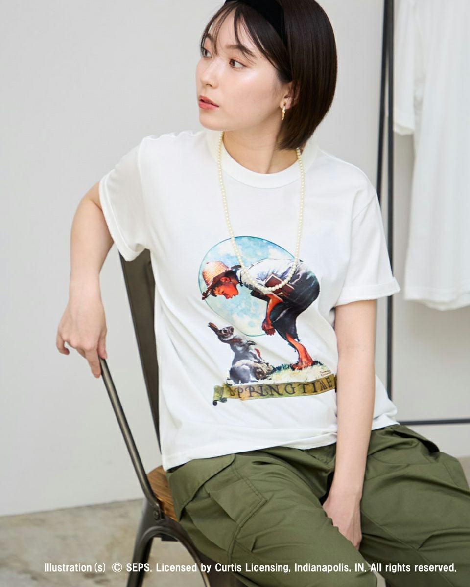 hugyourskin ベアプリント Tシャツ ホワイト notch.｜ベア天竺 キャットプリントTシャツ | Rakuten Fashion(楽天