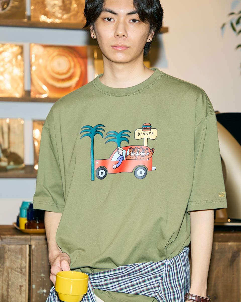 Golden BearカープリントTシャツ / Saki Morinaga コラボレーション