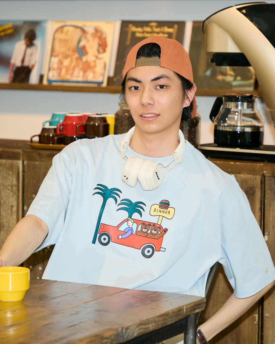 Golden BearカープリントTシャツ / Saki Morinaga コラボレーション