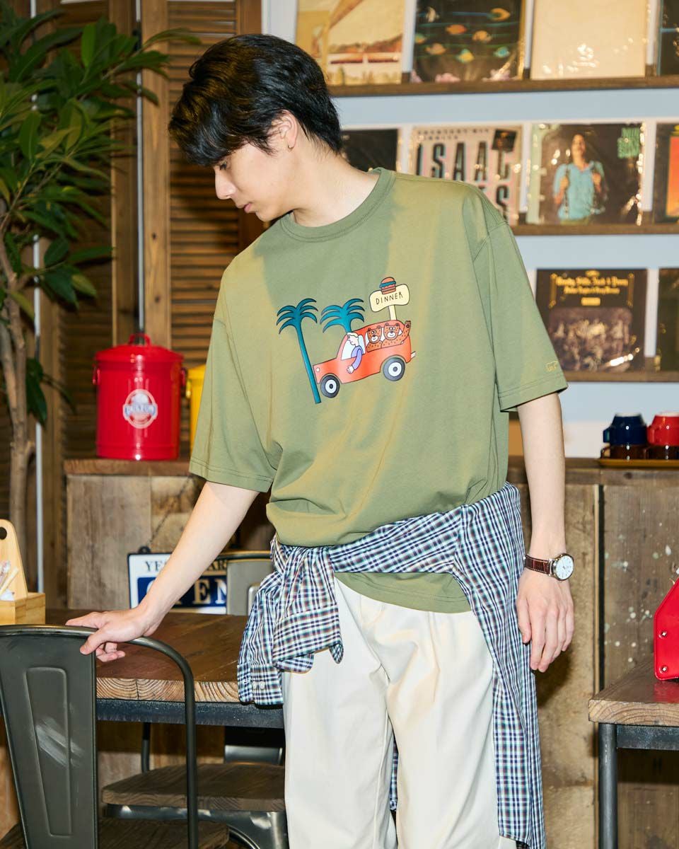 Golden BearカープリントTシャツ / Saki Morinaga コラボレーション