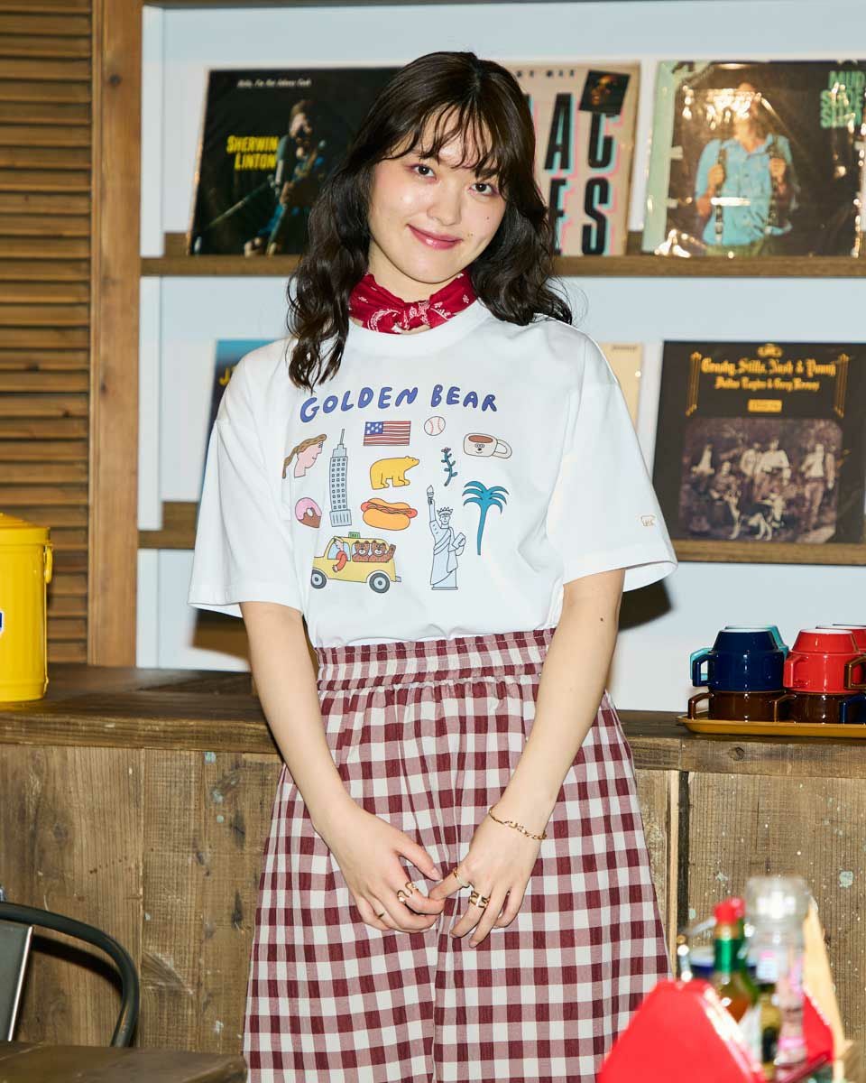 Golden BearモチーフプリントTシャツ / Saki Morinaga