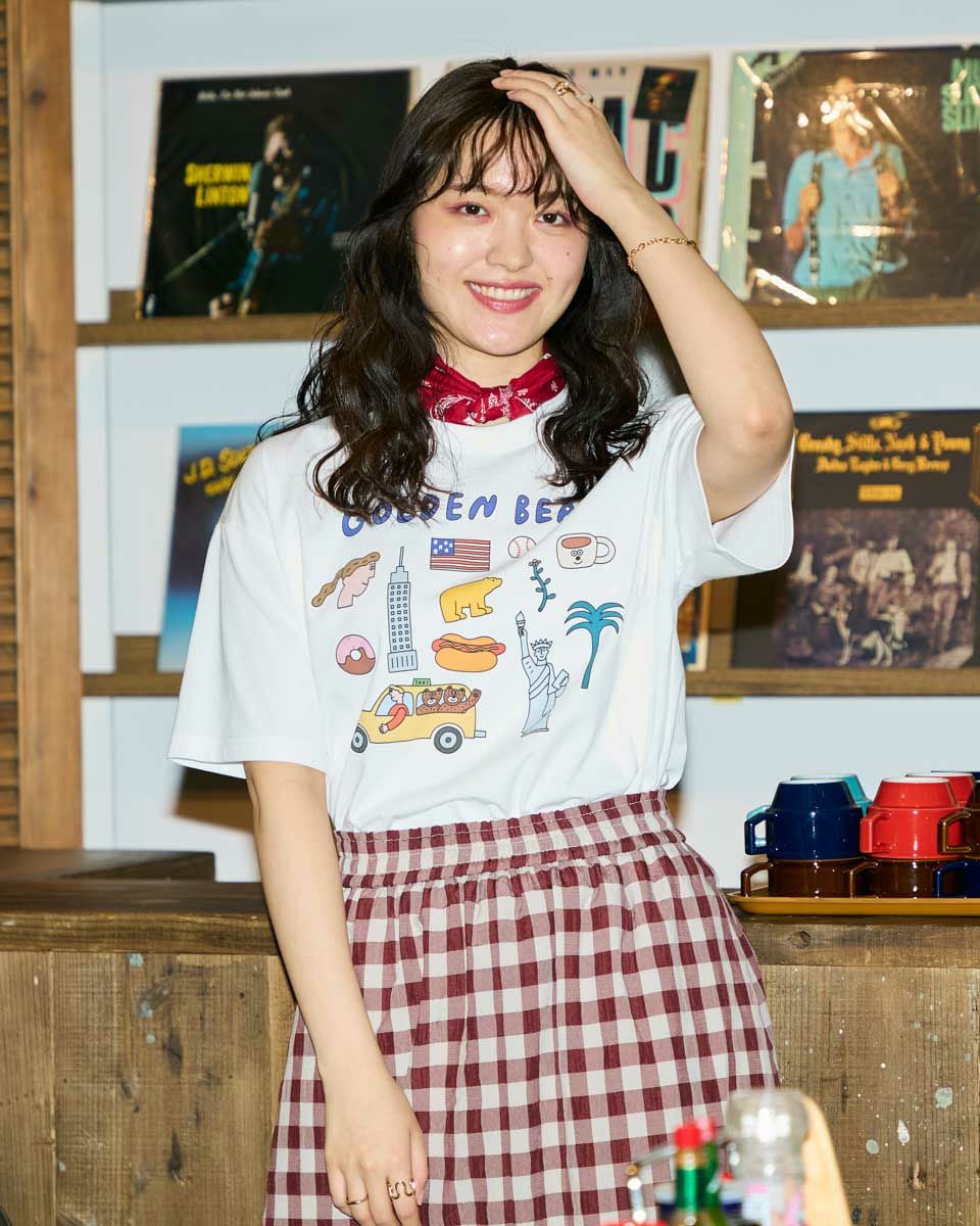 Golden BearモチーフプリントTシャツ / Saki Morinaga