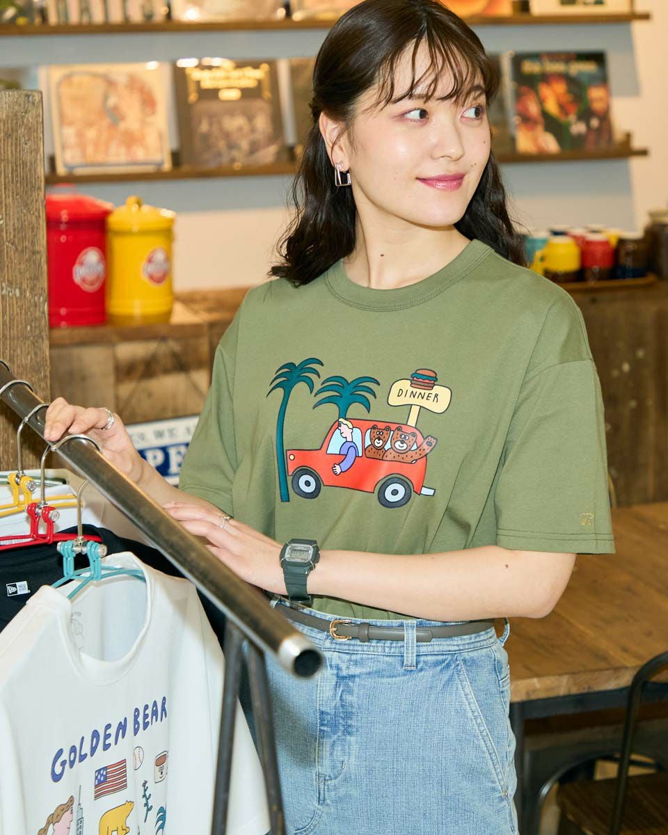 Golden BearカープリントTシャツ / Saki Morinaga コラボレーション