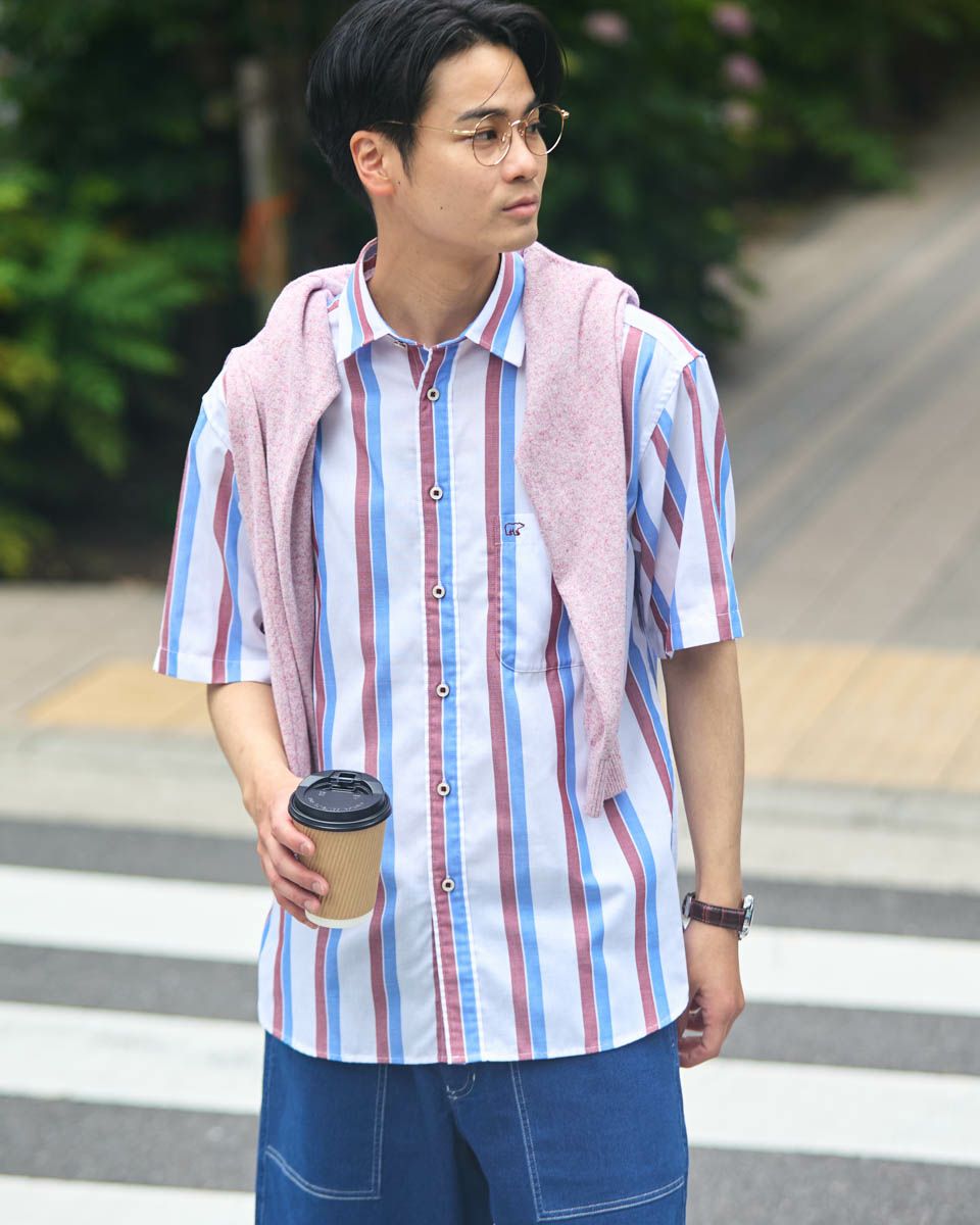 ストライプ半袖シャツ