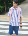 ストライプ半袖シャツ
