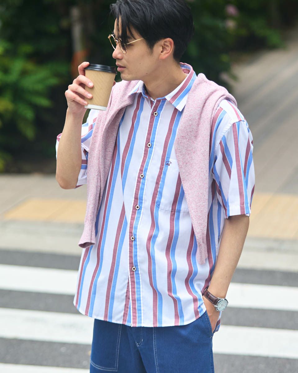 ストライプ半袖シャツ