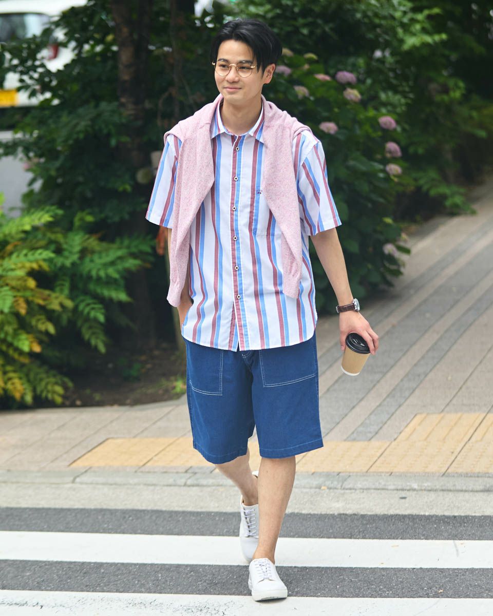 ストライプ半袖シャツ