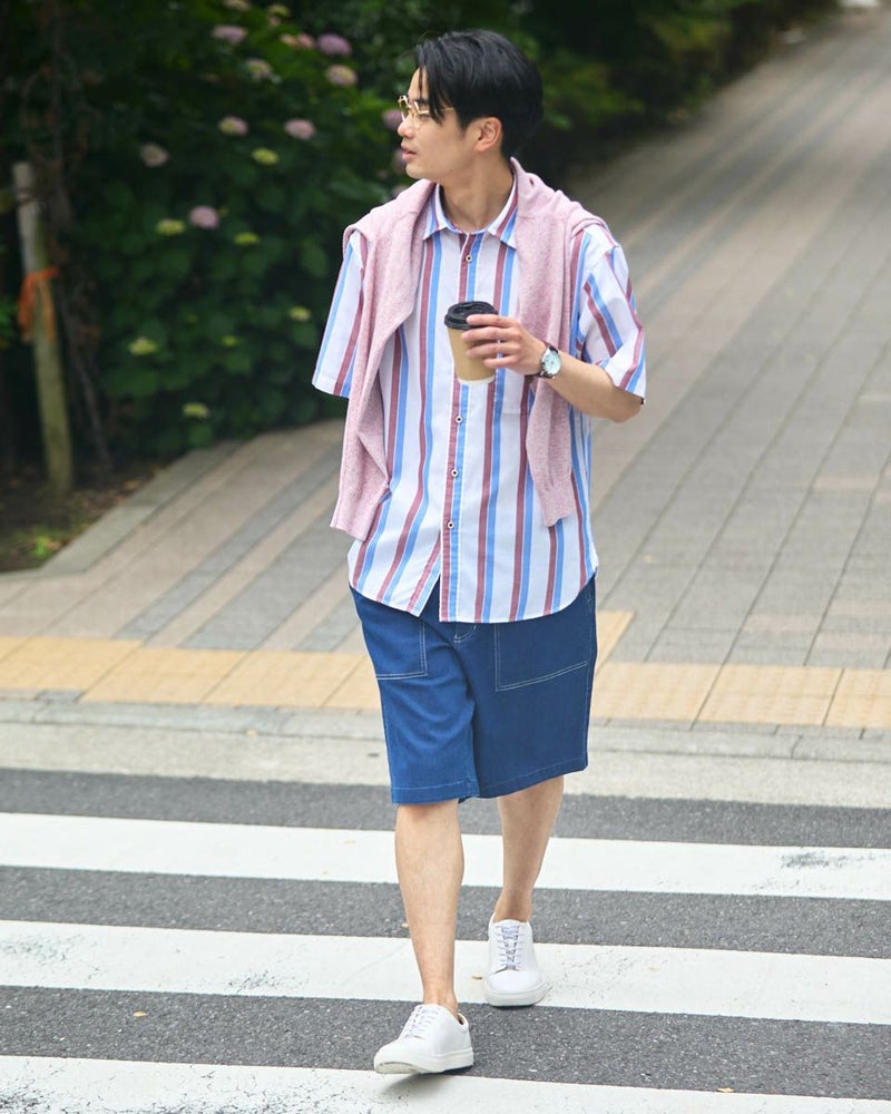 ストライプ半袖シャツ