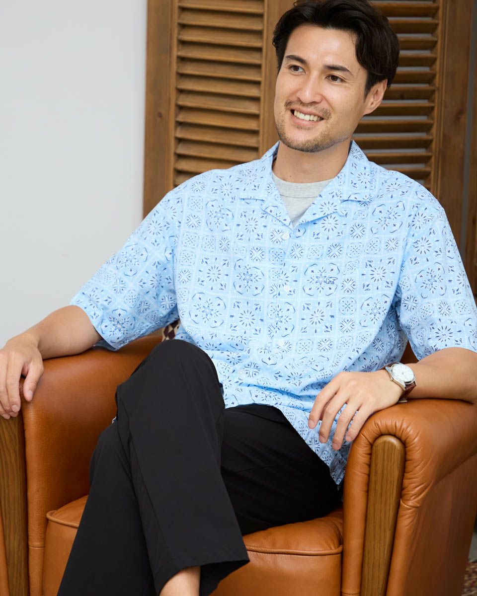 半袖オープンカラーシャツ